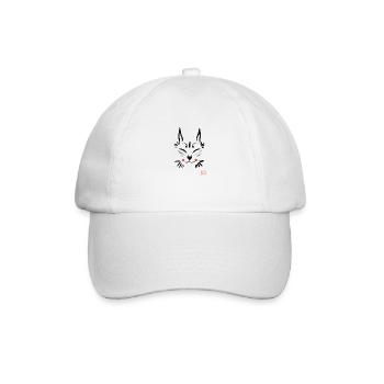 Kitsune Maske - Baseballkappe - Weiß/Weiß - Vorne