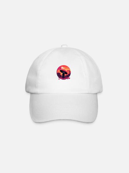 Synthwave japan Chat avec parapluie - Casquette classique - blanc/blanc