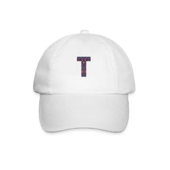 Monogramm Buchstabe T - geometrisches Muster - Baseballkappe - Weiß/Weiß - Vorne