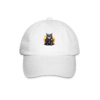 Cat in Knight Armor,Ai Gen - Baseball Cap - white/white - Front