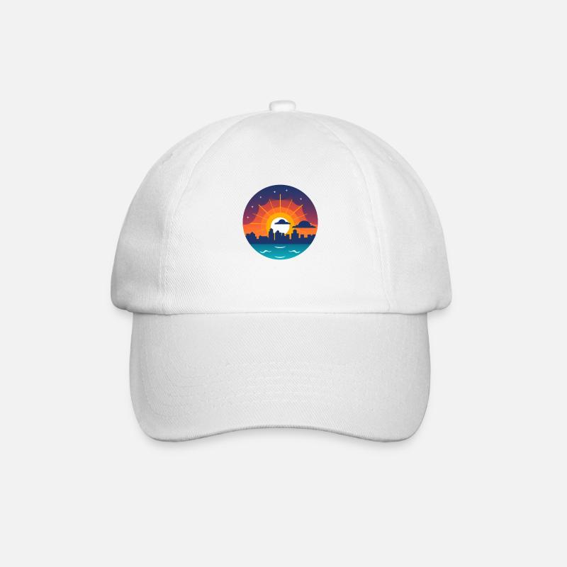 Coucher de soleil comique Skyline - Casquette classique - blanc/blanc