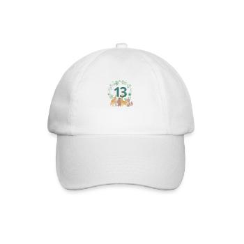 13th anniversary - animal birthday - Baseball Cap - white/white - Front