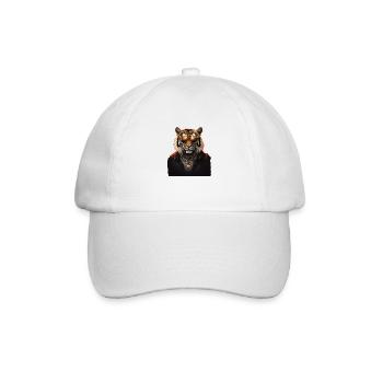 Tigre cool avec lunettes de soleil et collier - Casquette classique - blanc/blanc - Devant