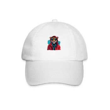 Streetstyle-Gepard | Geparden-Liebhaber - Baseballkappe - Weiß/Weiß - Vorne