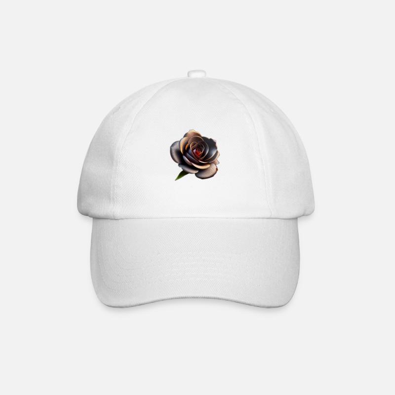 Schwarze Rose - Baseballkappe - Weiß/Weiß