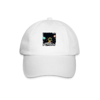 Yellow and red grunge astronaut - Baseball Cap - white/white - Front