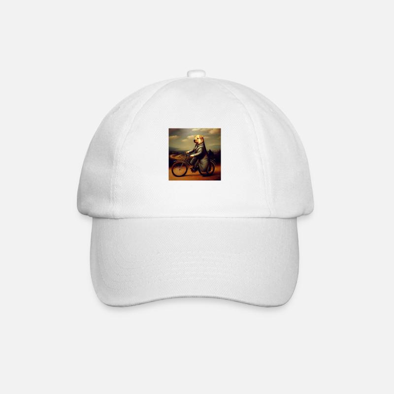 Elegant dog riding a bicycle - Renaissance Still - Baseball Cap - white/white