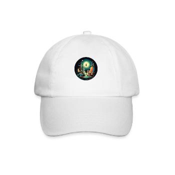 Rocket launch in retro cartoon style - Baseball Cap - white/white - Front