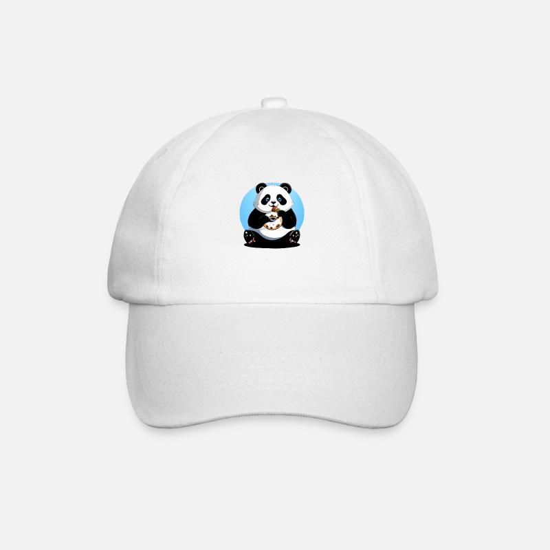 panda eats donut - Baseballkappe - Weiß/Weiß