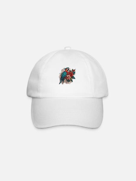 Papagei - Baseballkappe - Weiß/Weiß