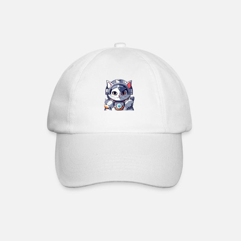 robot cat 1 - Baseballkappe - Weiß/Weiß
