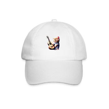 Kitten Guitarist Domestic Cat Cat Guitar Cat - Baseball Cap - white/white - Front