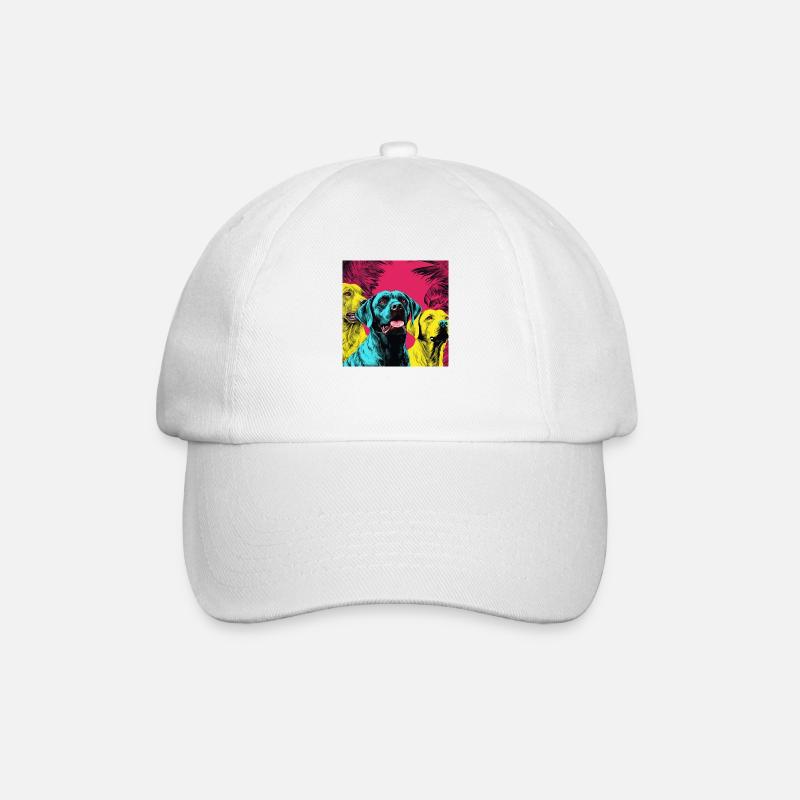 Hunde im Neon-Stil - Baseballkappe - Weiß/Weiß