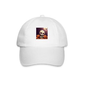 Frohes Halloween niedliches Skelett beängstigend lustig gruselig - Baseballkappe - Weiß/Weiß - Vorne