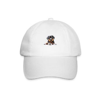 Dogs Rottweiler Dog Book Reading Rottweiler Puppy - Baseball Cap - white/white - Front