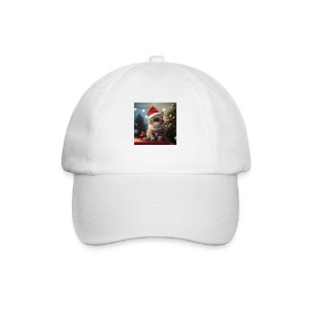 Süße Schlecht gelaunte Weihnachts Katze - Baseballkappe - Weiß/Weiß - Vorne