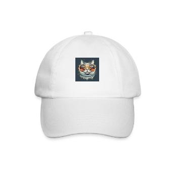 fun cat colorful glasses - Baseball Cap - white/white - Front