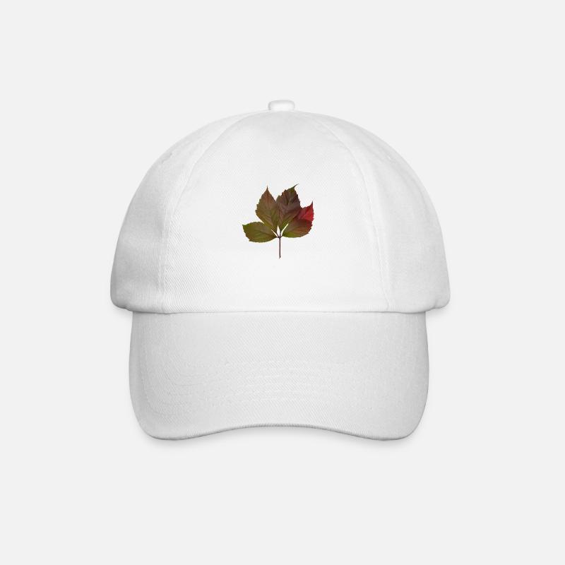 Herbstblatt, Autumn Leaf - Baseballkappe - Weiß/Weiß