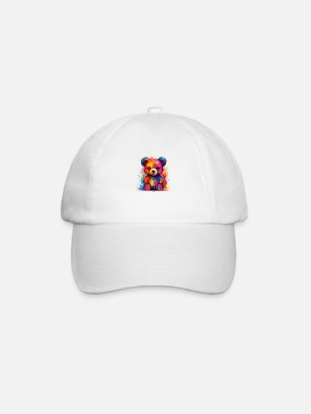 der bunte Teddy - Baseballkappe - Weiß/Weiß
