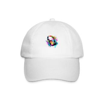 Headphones, Singers, Vocals, Musicians, Gamers, Listen to Music - Baseball Cap - white/white - Front