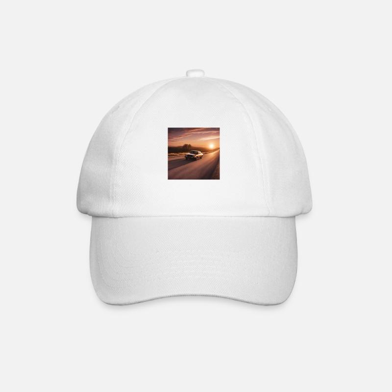 Car drives into the sunset - Baseball Cap - white/white