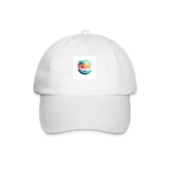 Beach sunset with palm trees - Baseball Cap - white/white - Front