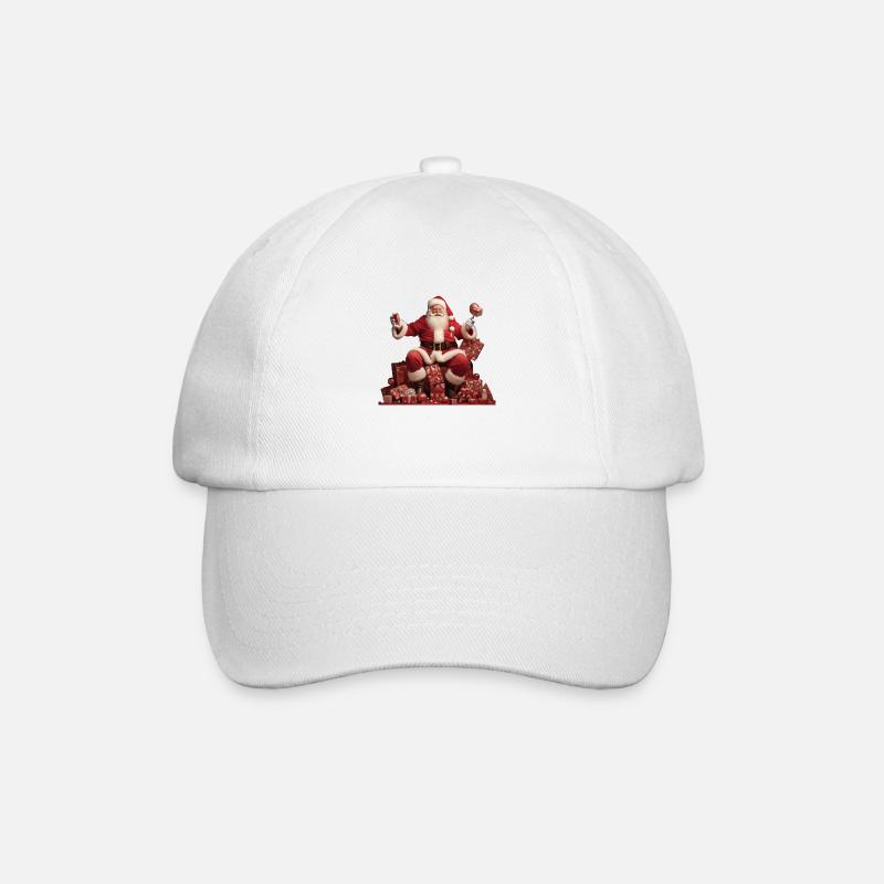 Weihnachtsmann über Geschenke - Baseballkappe - Weiß/Weiß