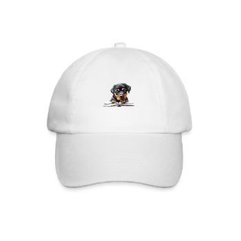 Dogs Rottweiler Dog Book Reading Rottweiler Puppy - Baseball Cap - white/white - Front