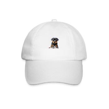 Rottweiler Hund Buch lesen Rottweilerwelpe Hunde - Baseballkappe - Weiß/Weiß - Vorne