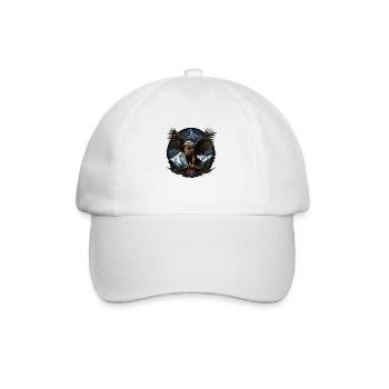 Bald Eagle Design with Mountains - Baseball Cap - white/white - Front