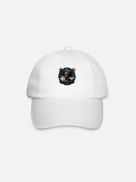 Weißkopfseeadler Design mit Berge - Baseballkappe - Weiß/Weiß