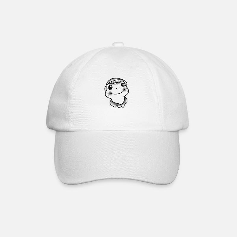 Incredibly Happy Toad Face in a winter beanie - Baseball Cap - white/white