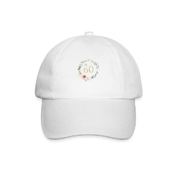 Numéro 60, Couronne de fleurs, personnalisable - Casquette classique - blanc/blanc - Devant