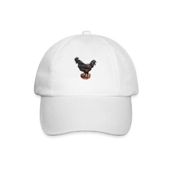 Ayam Cemani Hahn - Baseballkappe - Weiß/Weiß - Vorne