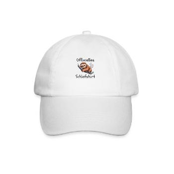 Offizielles Schlafshirt mit süßem Faultier - Baseballkappe - Weiß/Weiß - Vorne