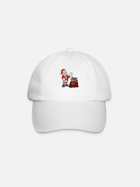 Weihnachtsmann mit Geschenktüte - Baseballkappe - Weiß/Weiß