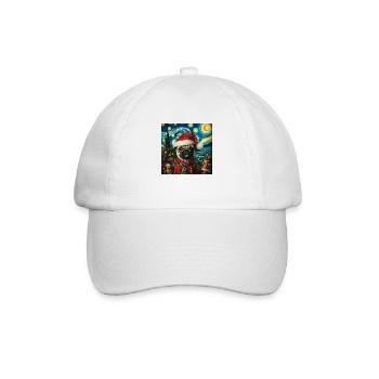 Christmas Pug - Van Gogh Style - Baseball Cap - white/white - Front