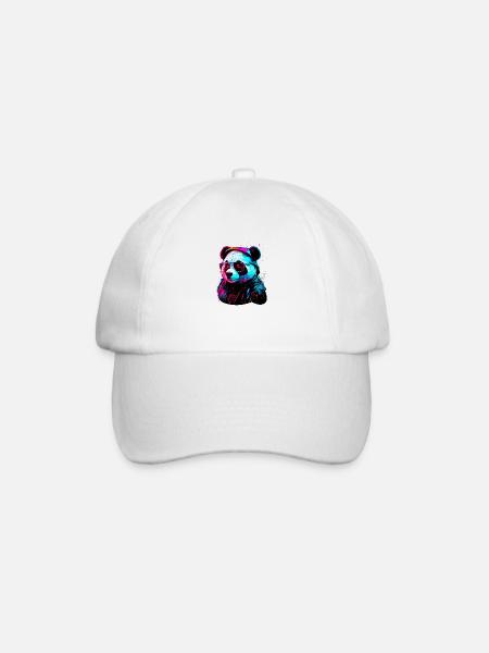 Panda-Hipster - Baseballkappe - Weiß/Weiß