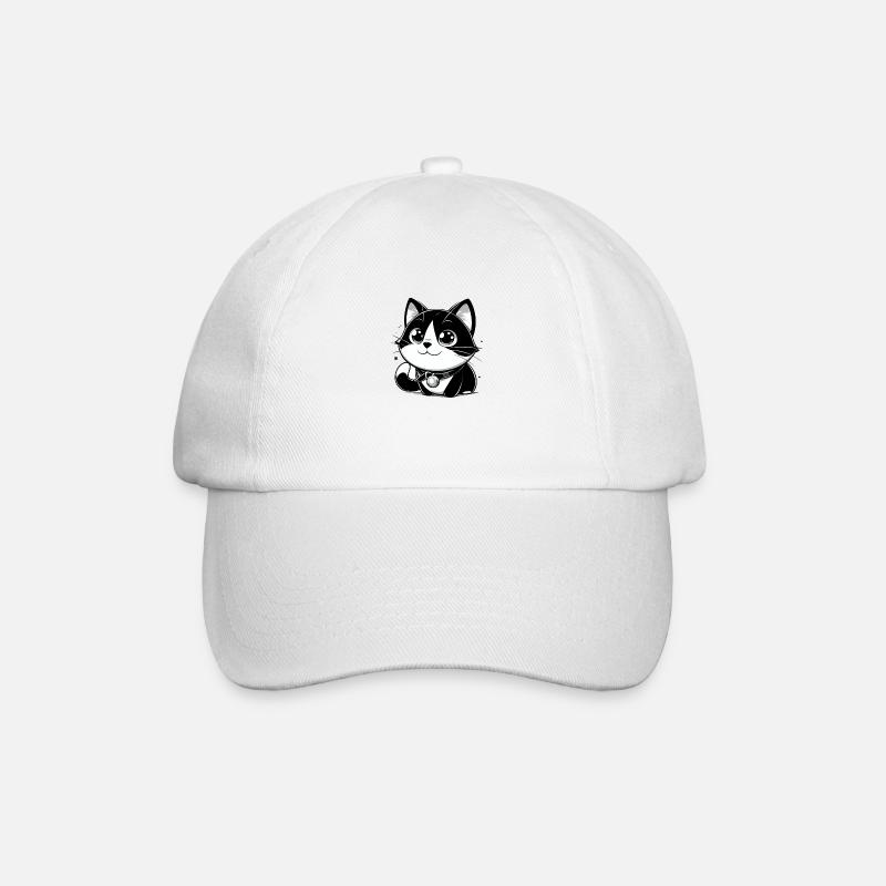 Anime-Stil Katze - Baseballkappe - Weiß/Weiß