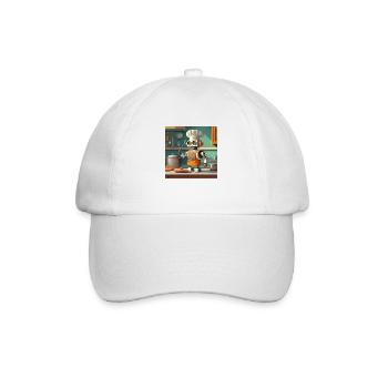 cute little orange futuristic vintage robot - Baseball Cap - white/white - Front