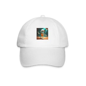 cute little orange futuristic vintage robot - Baseball Cap - white/white - Front