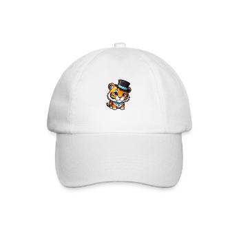 Cute Tiger with a Hat and Bow Tie - Baseball Cap - white/white - Front