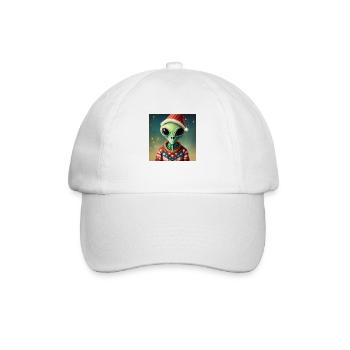 alien- wearing a ugly Christmas sweater - Baseball Cap - white/white - Front
