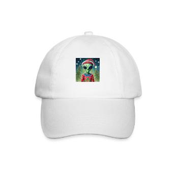 alien wearing a ugly Christmas sweater - Baseball Cap - white/white - Front