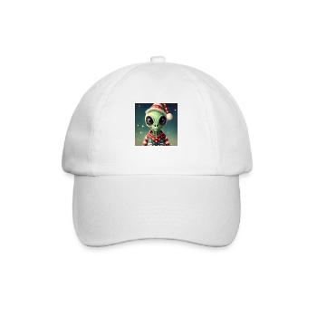 alien wearing a ugly Christmas sweater - Baseball Cap - white/white - Front