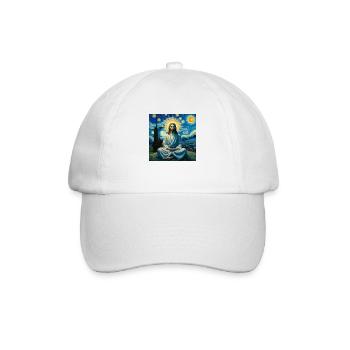 Van Gogh style Jesus Meditating - Baseball Cap - white/white - Front