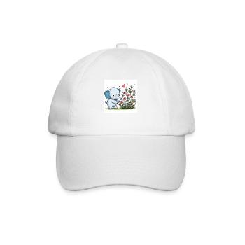Elefant pflückt Blumen - Baseballkappe - Weiß/Weiß - Vorne