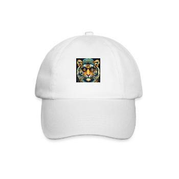 Tiger Kopf mit Brille Nerd - Baseballkappe - Weiß/Weiß - Vorne