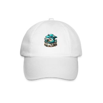 Requin cool dans un baril de natation - Casquette classique - blanc/blanc - Devant