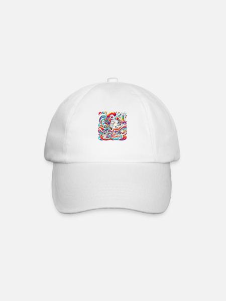 Retro-Wirbel-Vibes - Baseballkappe - Weiß/Weiß